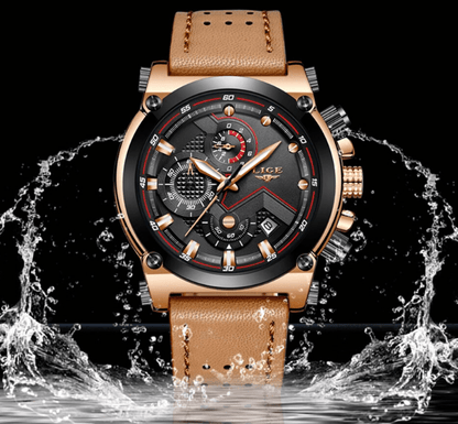 Men's Waterproof Modern Watch With Leather Belts, Stainless Steel Case Excellent Look Perfect Gift