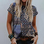 Women's Retro Floral-print Short-sleeve Top