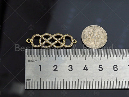 CZ Micro Pave Dermatoglyphic Pattern Connector, Cubic Zirconia Filigree Connector Beads, Gold Plated Bracelet Connector, 11x34mm, Sku#LK84