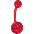 Bioplast Red Glitter Belly Ring