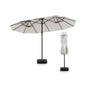 15 Feet Double-Sided Twin Patio Umbrella with Crank and Base