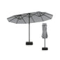 15 Feet Double-Sided Twin Patio Umbrella with Crank and Base