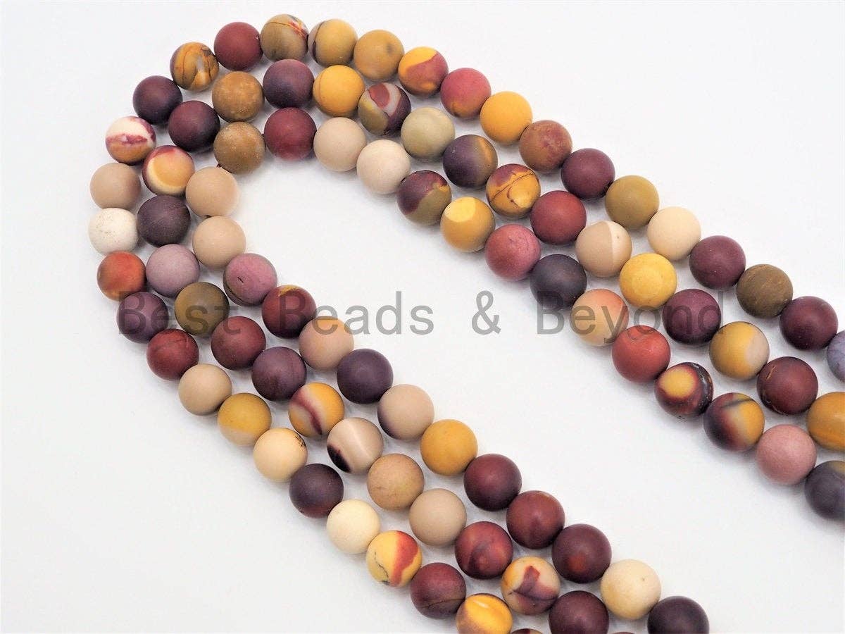 Natural Matt Smooth Round Mookaite beads, SKU#399M