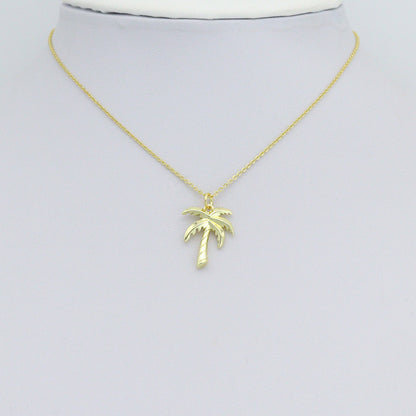 Gold Silver Coconut Palm Tree Charm Pendant, Sku#A486