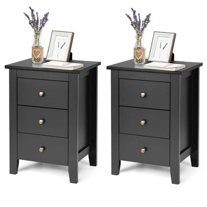 Set of 2 Nightstand End Beside Table Drawers