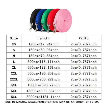 16.40 ft Nylon Dog Training Leash | Long Walking and Traction Rope