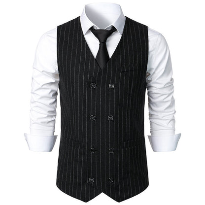 Men's Retro Casual Double Breasted Striped Vest