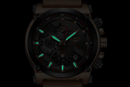 Men's Waterproof Modern Watch With Leather Belts, Stainless Steel Case Excellent Look Perfect Gift