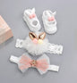 Flower Baby Girl Headband Socks Set Shoes With  Crown Bows Newborn Headbands For Girls Turban Baby Hair Accessories