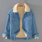 Men's Corduroy Workwear American Retro Lapels Jacket Heavy Imitation Lamb Wool Thickened Cotton-padded Coat