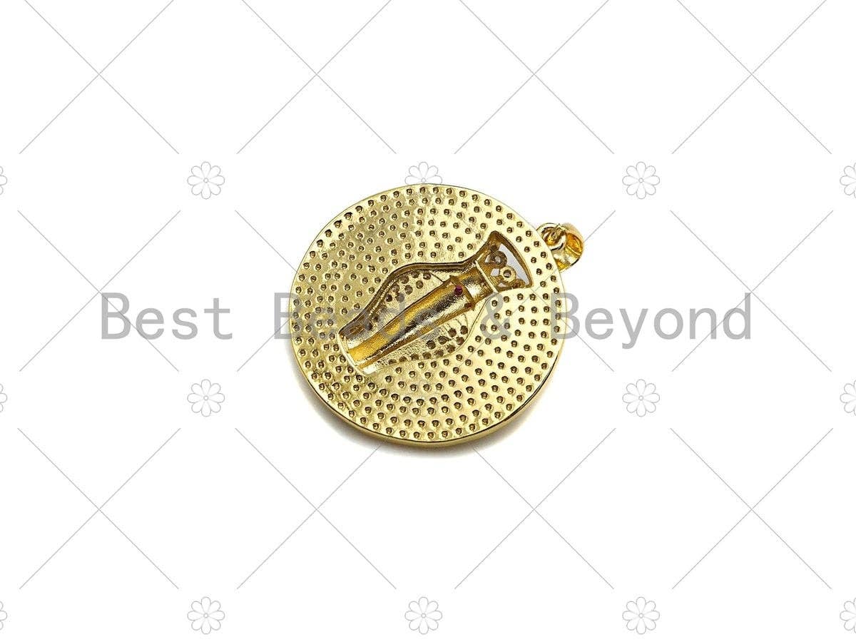CZ Micro Pave Black/White Gold 3D King Cobra Head Pendant, Snake Medallion Charm, Roman Necklace Charm, Greek Coin Jewelry, 25mm, sku#LK01
