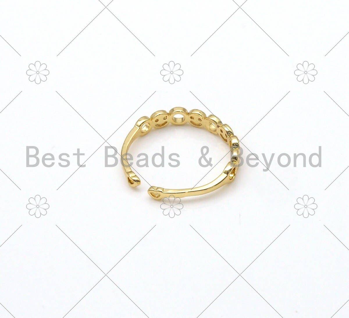 Smiley Face Link Shape Adjustable Ring, Sku#X223