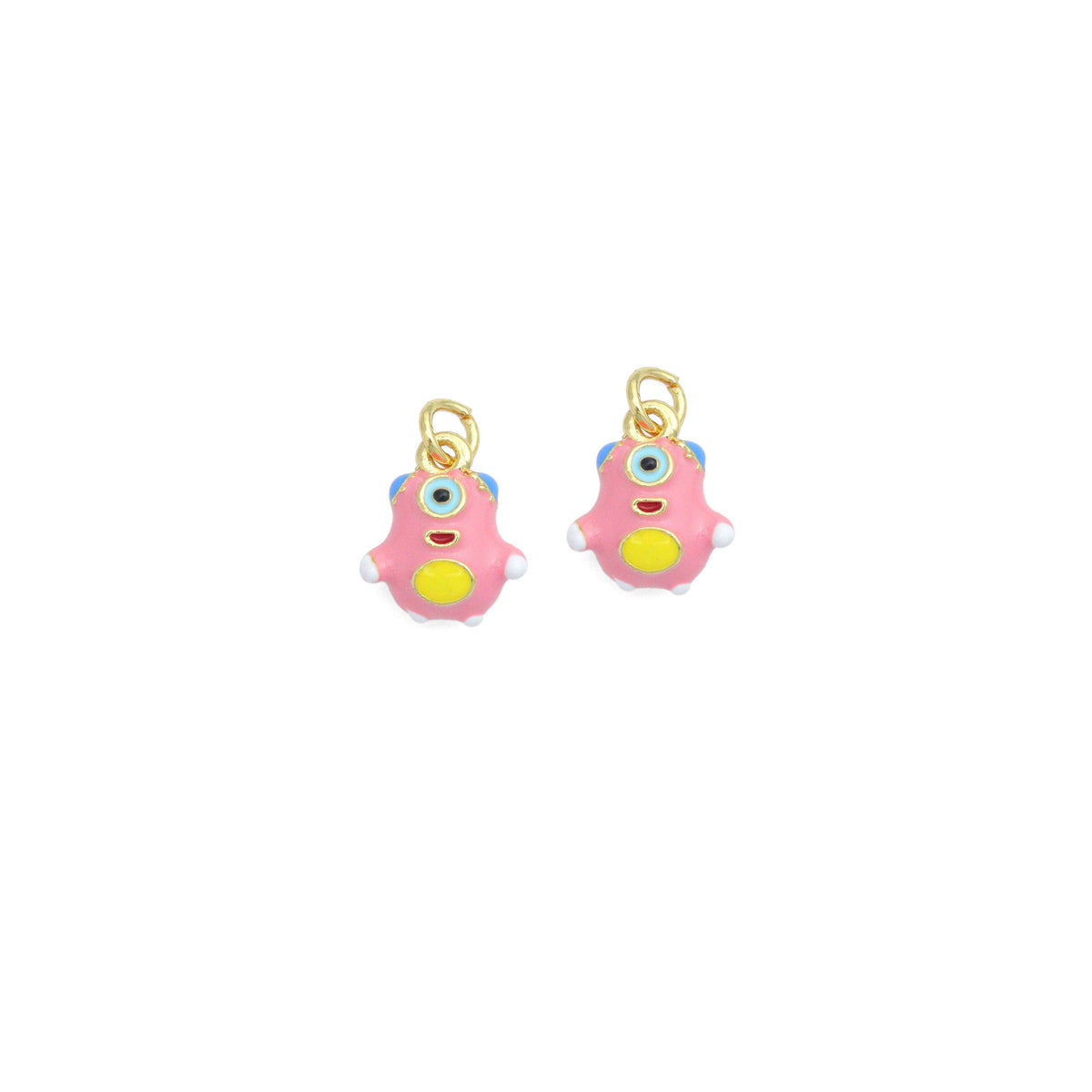 Pink Enamel Gold One eyed Monster Charm Pendant,Sku#LD710