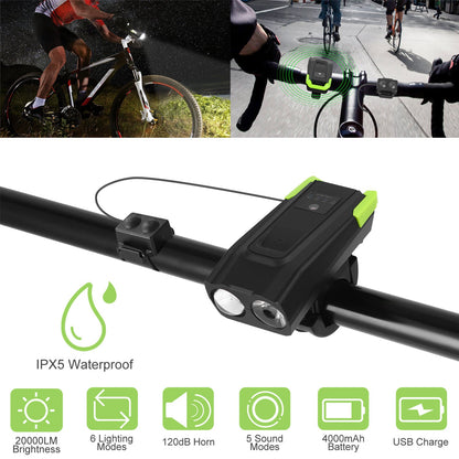 Bike Front Light Set with Horn for Night Riding