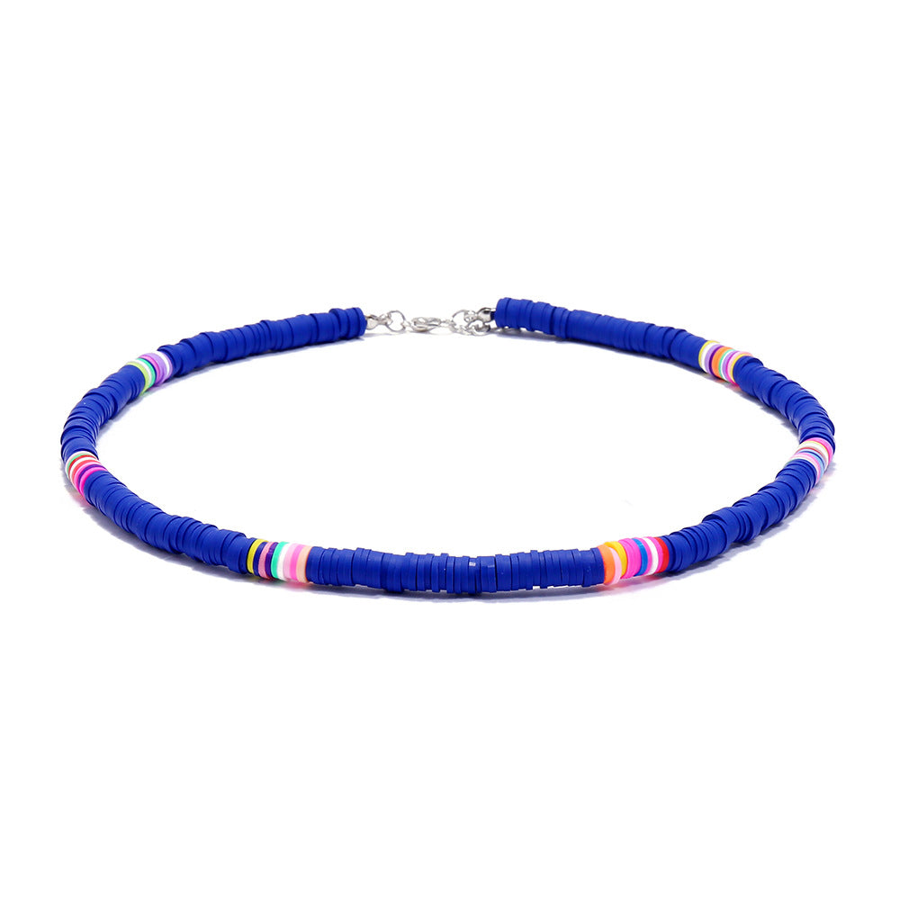 Handmade String Polymer Clay Beads Choker Necklace