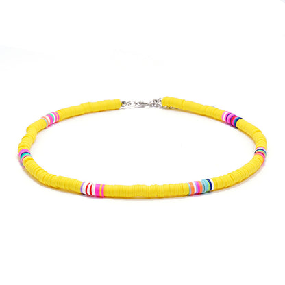Handmade String Polymer Clay Beads Choker Necklace