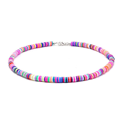 Handmade String Polymer Clay Beads Choker Necklace