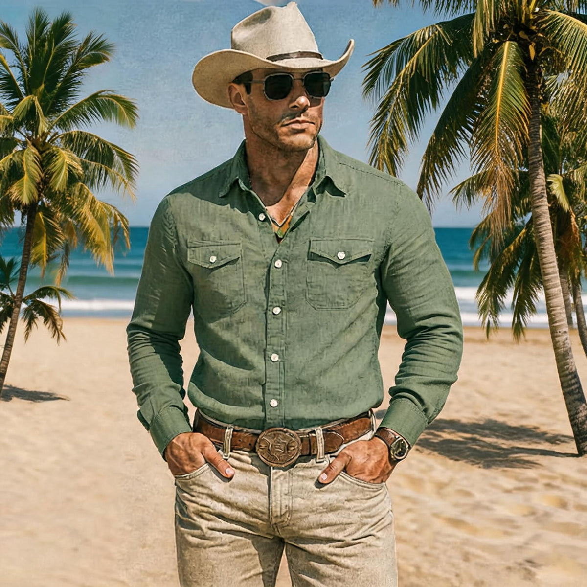 Mens Fashionable Loose-Fit Lapel Shirt For Summer