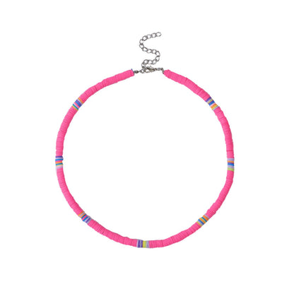 Bohemian Colorful Polymer Clay Disc Beads Necklace