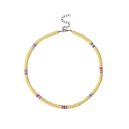 Bohemian Colorful Polymer Clay Disc Beads Necklace