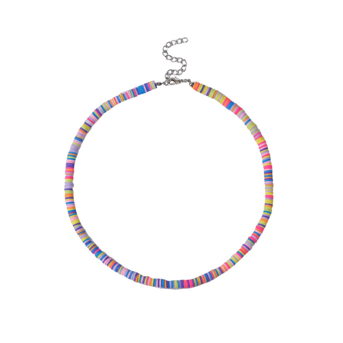 Bohemian Colorful Polymer Clay Disc Beads Necklace