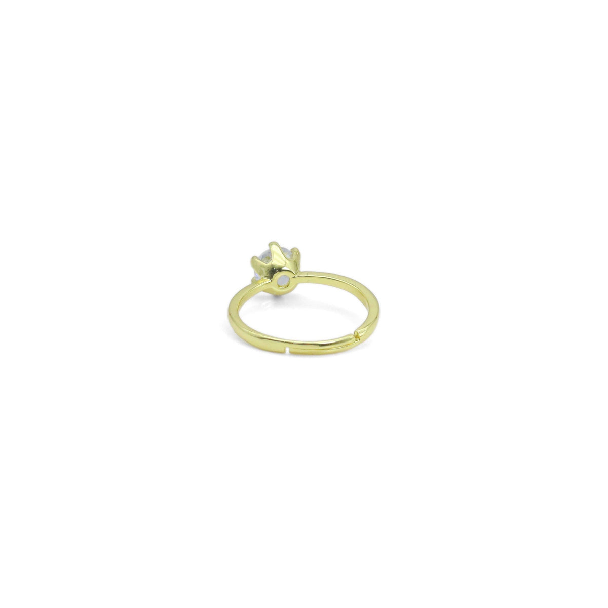 Clear Round Diamond CZ Gold Adjustable Ring, Sku#A179