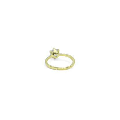 Clear Round Diamond CZ Gold Adjustable Ring, Sku#A179