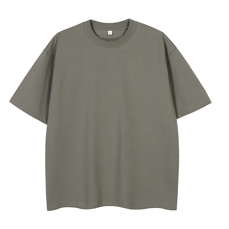 Double Yarn Short Sleeve Sweat-absorbing Cotton T-shirt Top