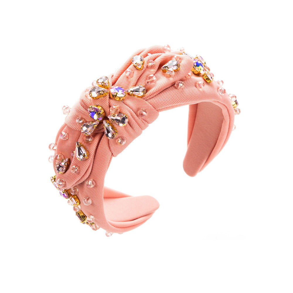 Elegant Diamond-Embedded Wide Headband