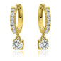 18K Gold Dangle Crystal Drop Huggie Earrings
