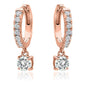 18K Gold Dangle Crystal Drop Huggie Earrings
