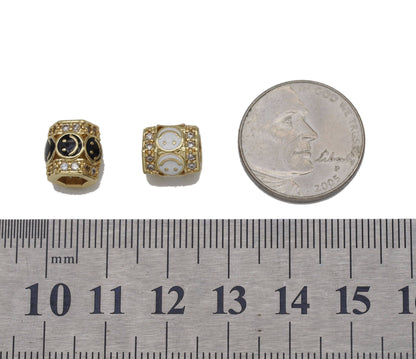 CZ Enamel Smiley Face On Tube Spacer Beads, Sku#LD277