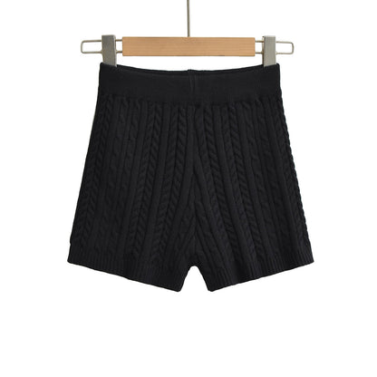 Versatile Solid-Color Tight Knitted Shorts