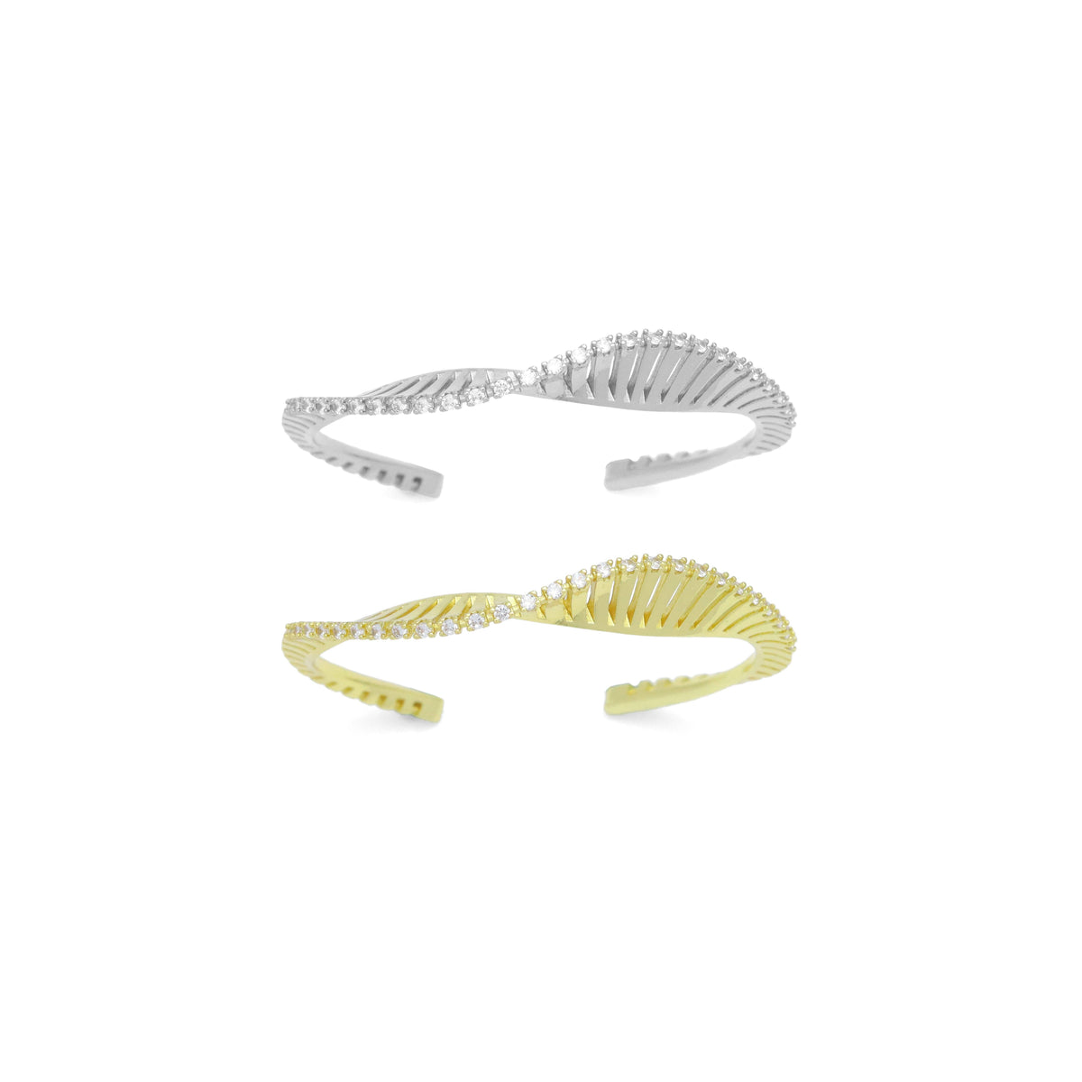 Gold Silver Swirl Wave Adjustable Bracelet, Sku#A420