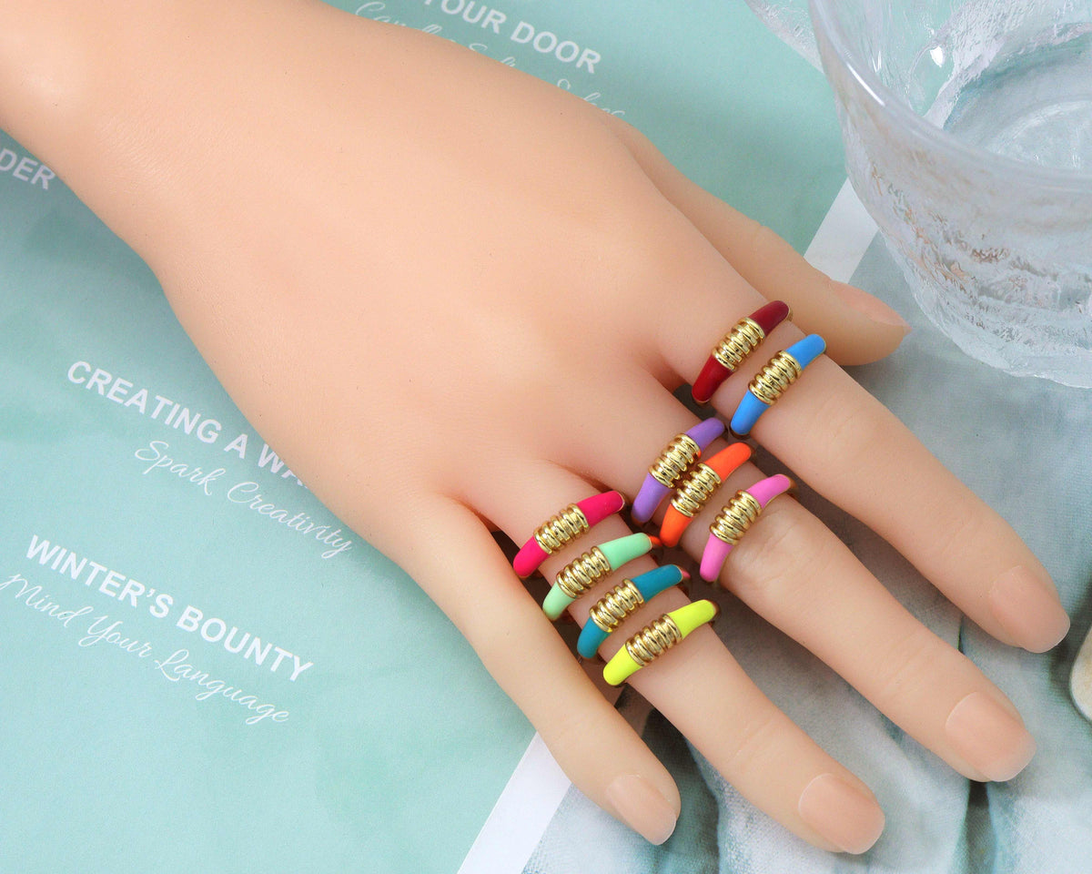 Colorful Enamel Adjustable Ring, Sku#X293