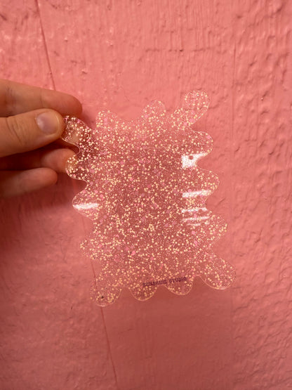 Shimmer clear and pink travel earring holder
