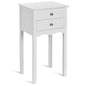 Side Table End Accent Table with 2 Drawers-White