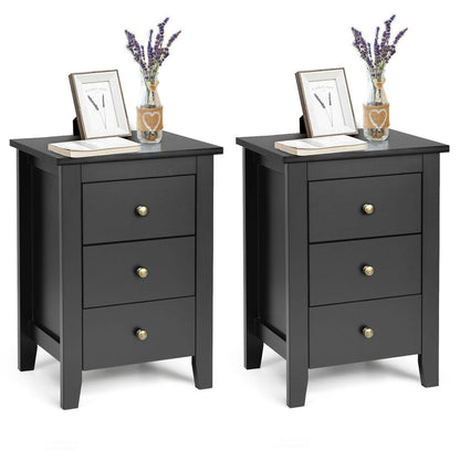 Set of 2 Nightstand End Beside Table Drawers