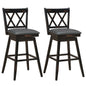 2 Pieces 29 Inches Swivel Counter Height Barstool Set with Rubber Wood Legs