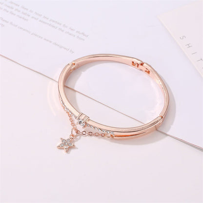 Rose Gold Stainless Steel Bracelets & Bangles Female Heart Forever Love Charm Bracelet For Women