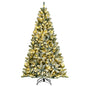 6 Feet Pre-lit Snow Flocked Hinged Christmas Tree with 928 Tips and Metal Stand