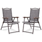Set of 2 Patio Folding Sling Back Camping Deck Chairs