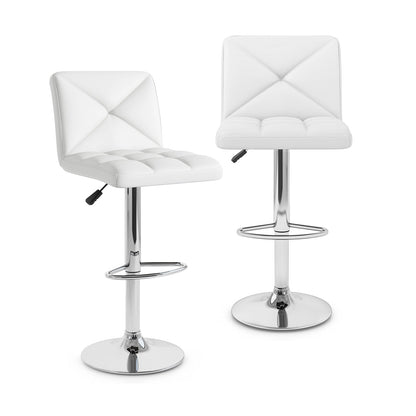 PU Leather Upholstered Bar Stools Set of 2 with Back and Adjustable Height
