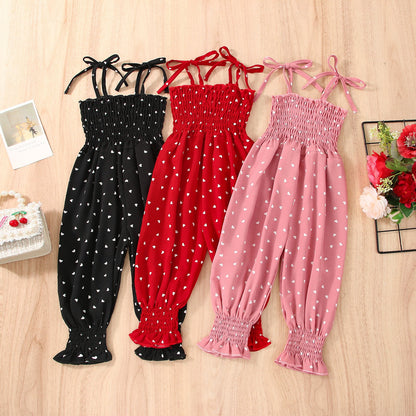 Baby Summer Clothes Sleeveless Strap Pants Solid Overalls Cotton Outfits Jumpsuits/ Romper for Girls