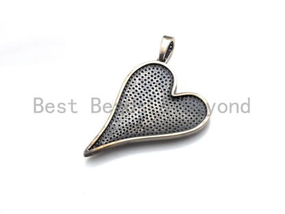 Antique Silver Tone Heart Pendant, X132