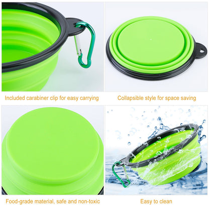 Collapsible Silicone Dog Bowls with Carabiner