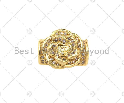 CZ Micro Pave Rose Flower Tube Spacer beads,sku#N55
