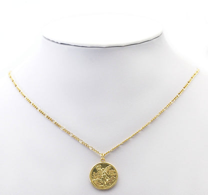 Angel Medallion Gold Coin Charm, Sku#LK756