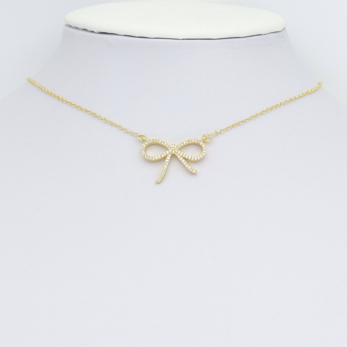 Clear CZ  Gold Bow knot Connector Charm Pendant, Sku#LK1020