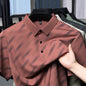 Mens Mid-age Lapel Short-sleeve T-shirt Top